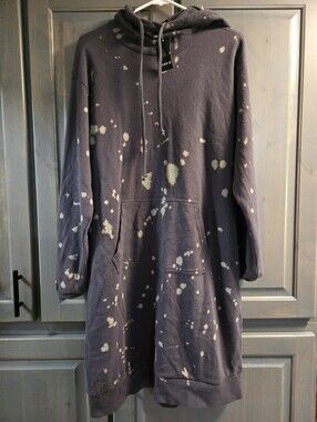 Torrid Lovesick Bleached Hoodie Dress with Front Pocket Sz 0 NWT
